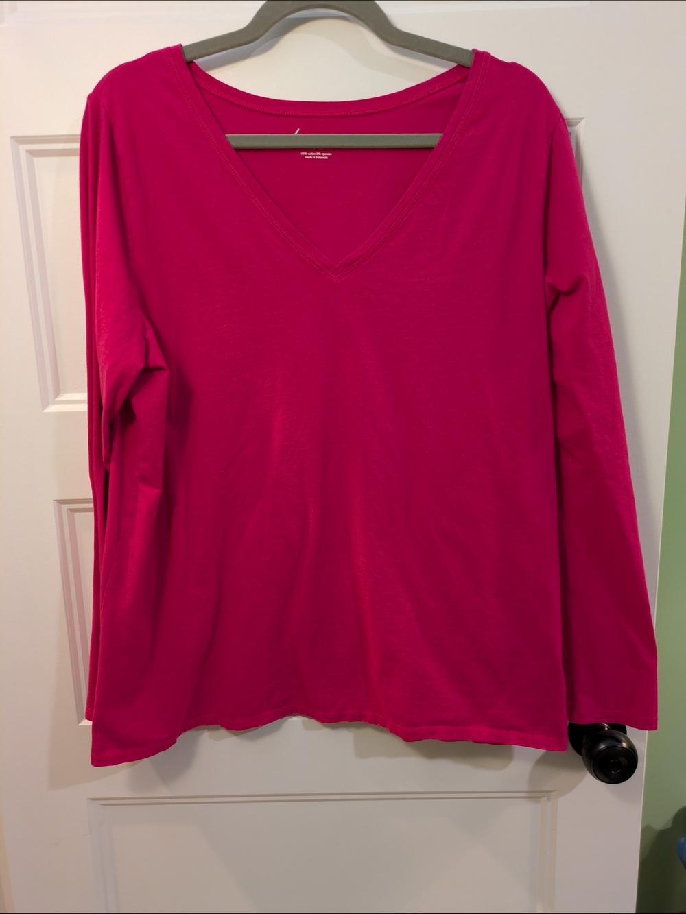 Lane Bryant V-Neck Long Sleeve Top - Fuchsia